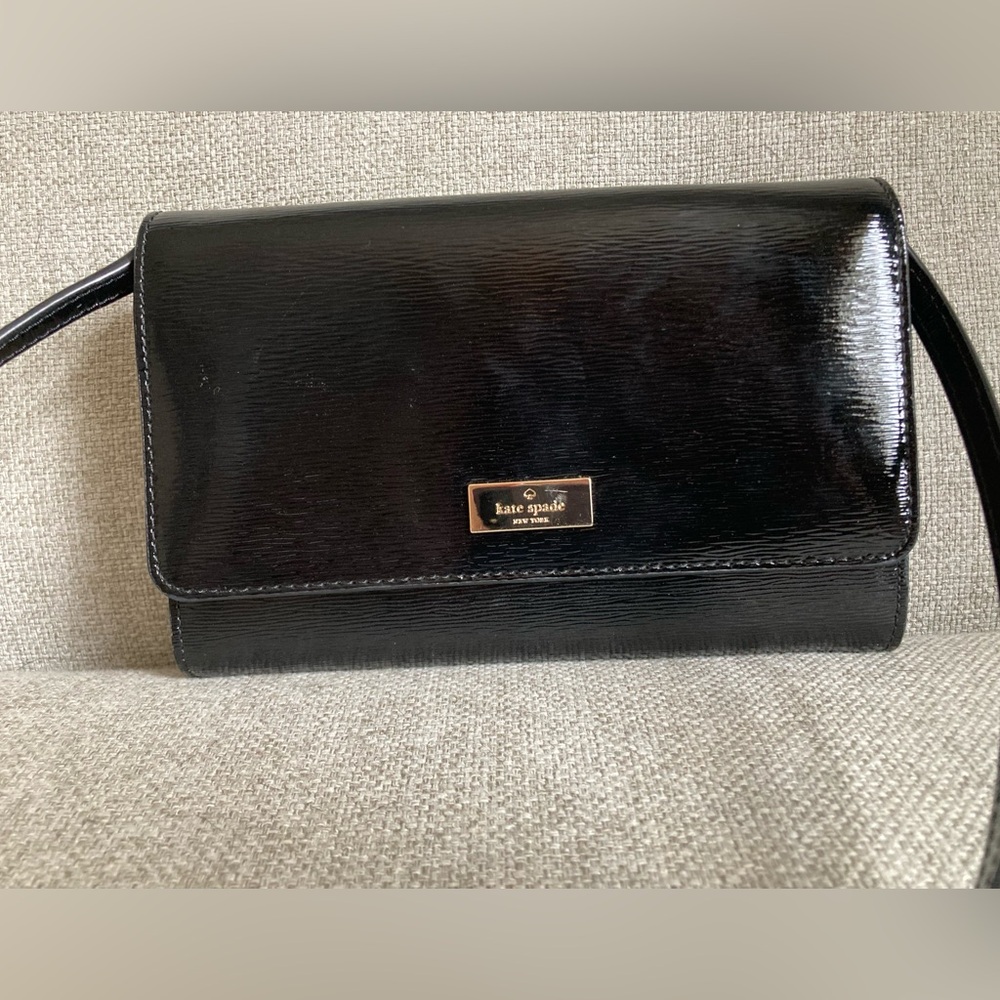 Black shiny Kate Spade purse
